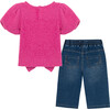 Sweater & Denim Set, Pink - Sweaters - 2