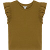 Baby Flutter Sleeve Top, Olive - T-Shirts - 1 - thumbnail