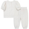Bow Front Tracksuit Set, Off White - Mixed Apparel Set - 2