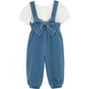 Baby Bow Back Jumpsuit Set, Denim - Rompers - 2