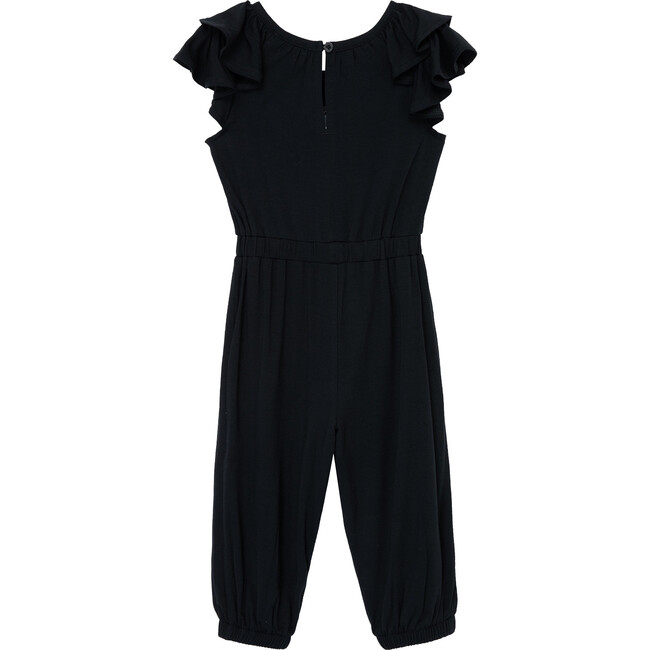 Baby Flutter Sleeve Jumpsuit, Black - Rompers - 2