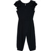 Baby Flutter Sleeve Jumpsuit, Black - Rompers - 2