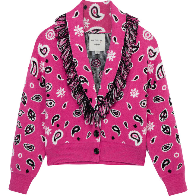 Fringed Sweater Shawl, Pink