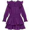 Smocked Crepe Dress, Purple - Dresses - 2