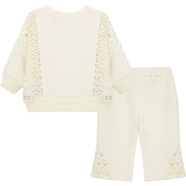 Crochet Tracksuit Set, Off White - Mixed Apparel Set - 2