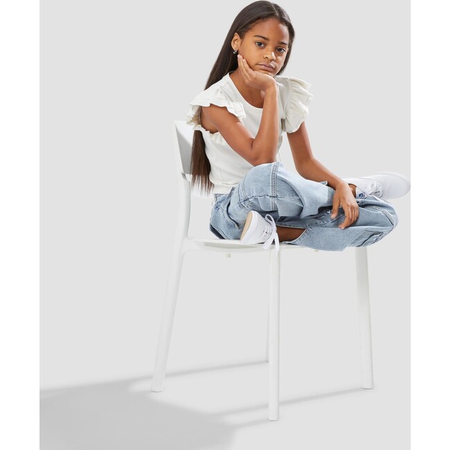 Baby Flutter Sleeve Top, Off White - T-Shirts - 3