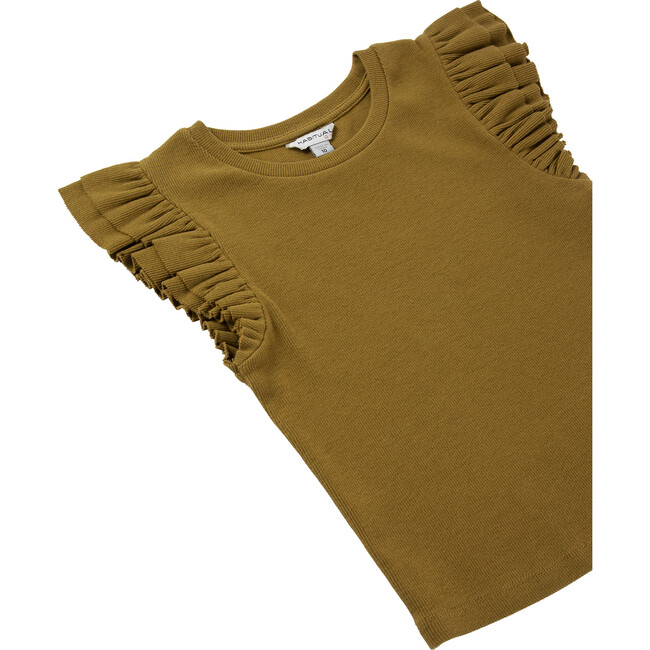 Baby Flutter Sleeve Top, Olive - T-Shirts - 3