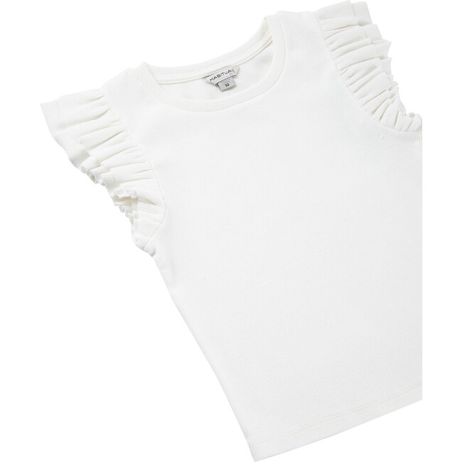 Baby Flutter Sleeve Top, Off White - T-Shirts - 5