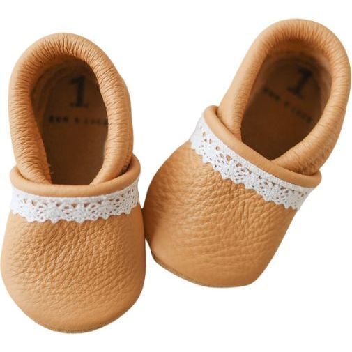 Baby Girl Slip-on Shoes with Lace, Latte