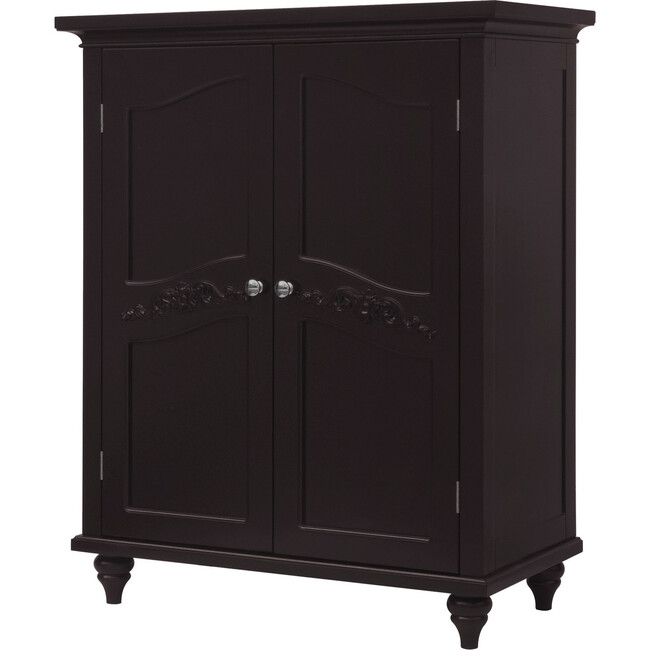 Versailles Wooden Floor Cabinet with 2 Shelves, Dark Espresso