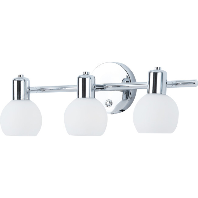 Triple Sconce Light with 3 Frosted Shades, Chrome Fixture