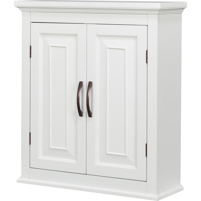 St. James Wooden Wall Cabinet with 2 Shelves, White
