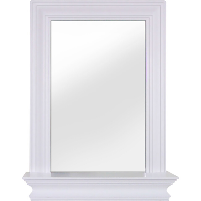 Stratford Wooden Wall Mirror with Storage Shelf, White