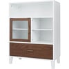 Tyler Modern Wooden Floor Storage Cabinet with Drawer for Bathrooms, Living Rooms, Hallways, Walnut/White, 13" x 26" x 34.17" - Cabinets - 1 - thumbnail