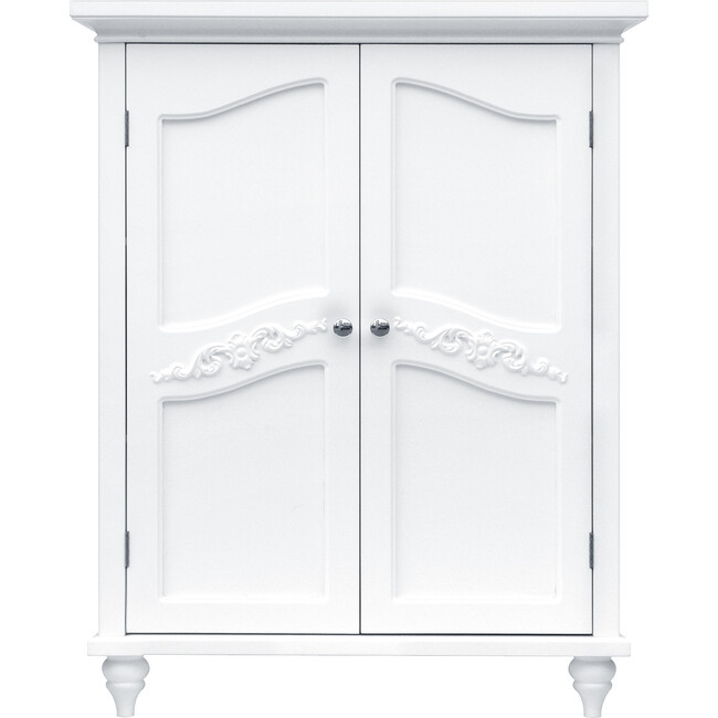 Versailles Wooden Floor Cabinet with 2 Shelves, White
