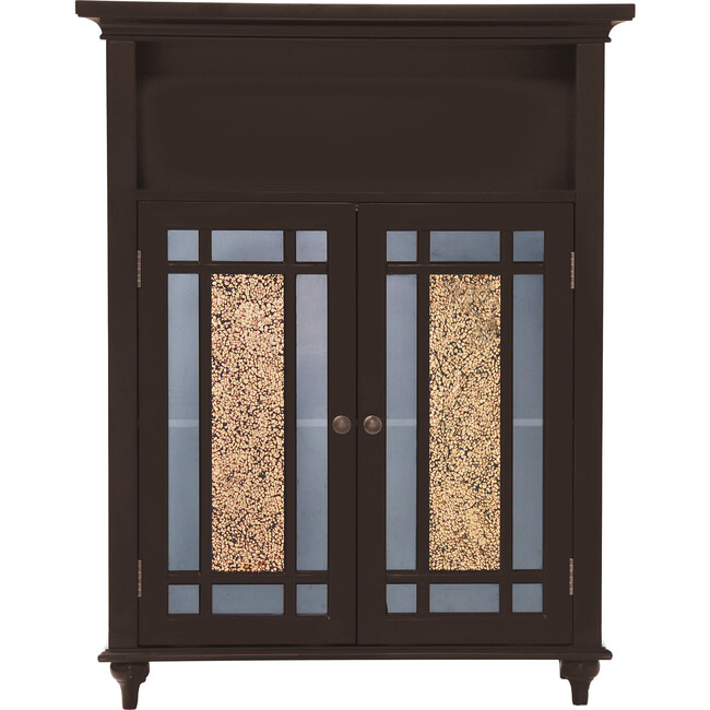 Windsor Wooden Floor Cabinet with Glass Mosaic Doors, Dark Espresso
