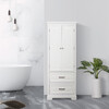 St. James Wooden Linen Tower Cabinet with 2 Drawers, White - Cabinets - 2