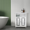 Windsor Wooden Floor Cabinet with Glass Mosaic Doors, White - Cabinets - 2