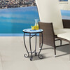 Small 14" Round Outdoor Mosaic Side Table Planter Stand, Blue - Outdoor Home - 2