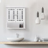 Windsor Wooden Wall Cabinet with Glass Mosaic Doors, White - Cabinets - 3