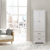 St. James Wooden Linen Tower Cabinet with 2 Drawers, White - Cabinets - 3