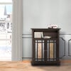 Windsor Wooden Floor Cabinet with Glass Mosaic Doors, Dark Espresso - Cabinets - 2