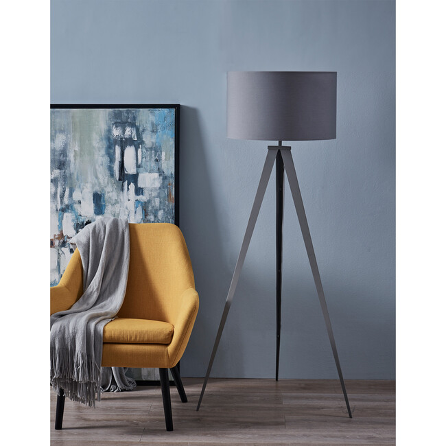Romanza 62" Postmodern Tripod Floor Lamp with Drum Shade, Gray - Lighting - 3