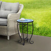 Small 14" Round Outdoor Mosaic Side Table Planter Stand, Blue - Outdoor Home - 3