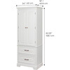 St. James Wooden Linen Tower Cabinet with 2 Drawers, White - Cabinets - 4