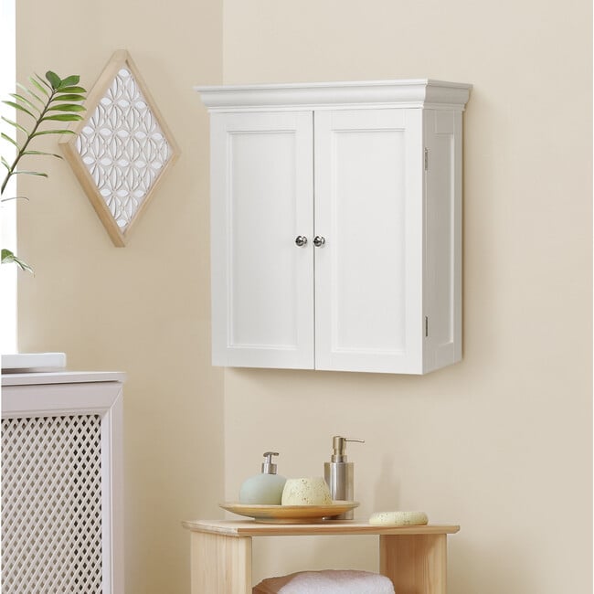 Stratford Wooden 2 Door Wall Cabinet, White - Cabinets - 3