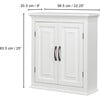 St. James Wooden Wall Cabinet with 2 Shelves, White - Cabinets - 4