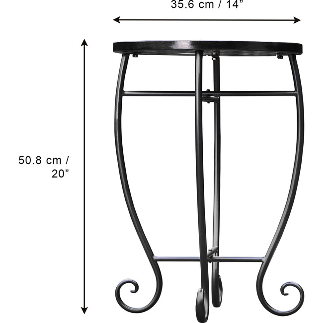 Small 14" Round Outdoor Mosaic Side Table Planter Stand, Blue - Outdoor Home - 4