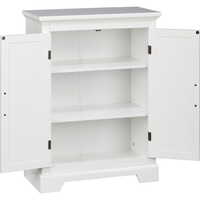 St. James Wooden Floor Cabinet with 3 Shelves, White - Cabinets - 5