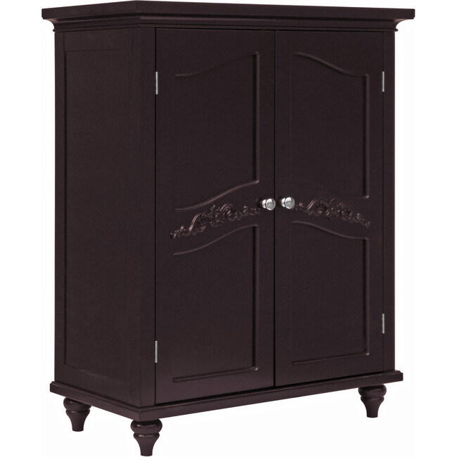 Versailles Wooden Floor Cabinet with 2 Shelves, Dark Espresso - Cabinets - 5