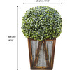 Rounded Artificial Topiary Shrub Pre-Lit with Solar Powered LED Lights in Farmhouse Style Garden Box Planter for Indoor or Outdoor Use - Outdoor Home - 5