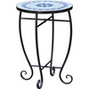 Small 14" Round Outdoor Mosaic Side Table Planter Stand, Blue - Outdoor Home - 6