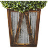 Rounded Artificial Topiary Shrub Pre-Lit with Solar Powered LED Lights in Farmhouse Style Garden Box Planter for Indoor or Outdoor Use - Outdoor Home - 6