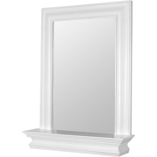 Stratford Wooden Wall Mirror with Storage Shelf, White - Cabinets - 7