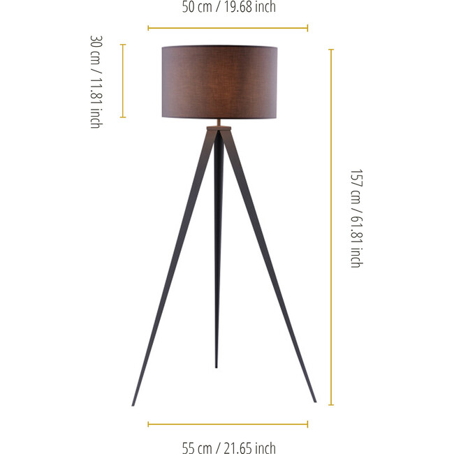 Romanza 62" Postmodern Tripod Floor Lamp with Drum Shade, Gray - Lighting - 7