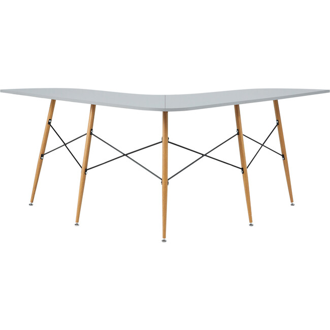 Roberto L-Shaped Corner Desk with Wood and Metal Details, White