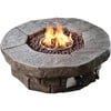 Outdoor Circular Stone-Look Propane Gas Fire Pit, Slate Gray - Outdoor Home - 1 - thumbnail