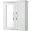 Newport Contemporary Wooden Wall-Mount Medicine Storage Cabinet with Mirrored Door for Bathrooms and Vanities, White, 6" x 18" x 20.5" - Cabinets - 1 - thumbnail