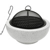 Outdoor 24" Wood Burning Fire Pit with Grill Grate and Faux Concrete Base Gray - Outdoor Home - 1 - thumbnail