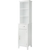Newport Contemporary Wooden Linen Tower Storage Cabinet with Open Shelves, White - Cabinets - 1 - thumbnail