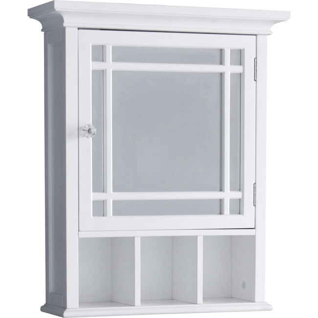 Neal Wooden Medicine Cabinet with Mirrored Door, White