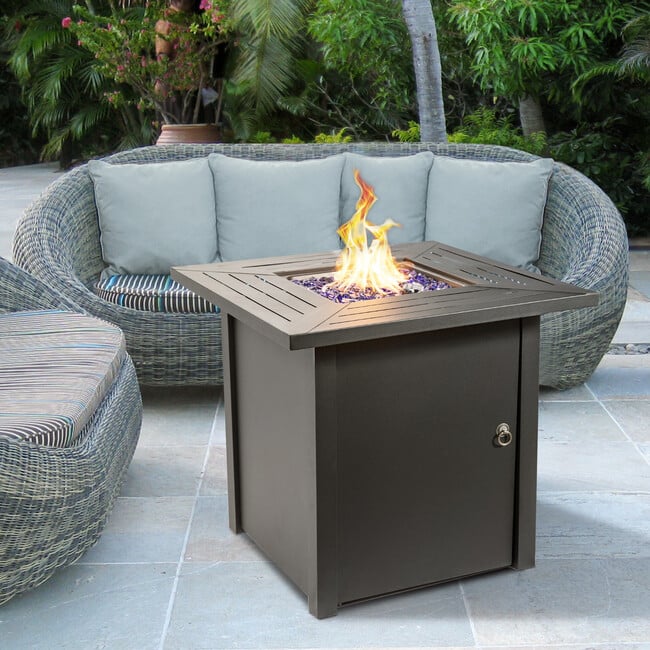 Outdoor Square 30" Propane Gas Fire Pit with Steel Base - Outdoor Home - 2