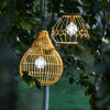 Outdoor Solar Powered Open Wicker Hanging Lantern Shaped Pendant Light with Dimmable Bulb and Remote Control with Multiple Modes and Levels, Brown - Outdoor Home - 2
