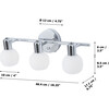 Triple Sconce Light with 3 Frosted Shades, Chrome Fixture - Lighting - 4