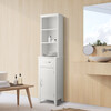 Newport Contemporary Wooden Linen Tower Storage Cabinet with Open Shelves, White - Cabinets - 2