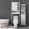 Newport Contemporary Wooden Over-the-Toilet Storage Cabinet with Shelves, White - Cabinets - 2